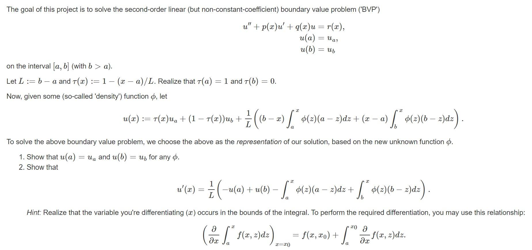 The goal of this project is to solve the second-order | Chegg.com