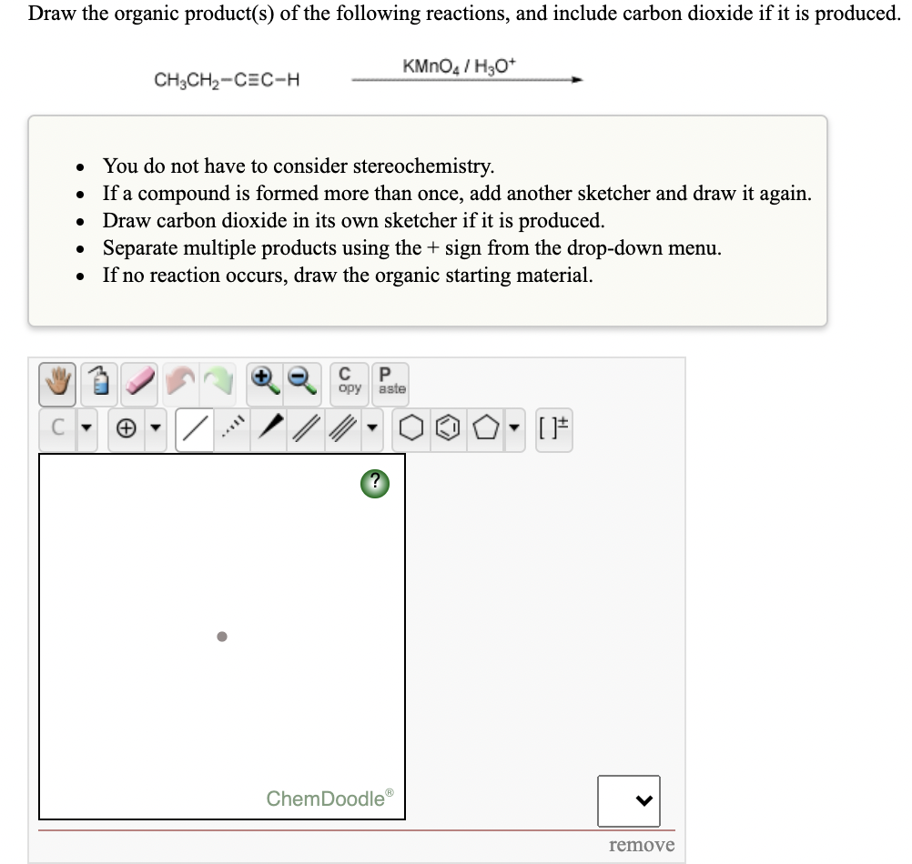 Solved Draw the organic product(s) of the following