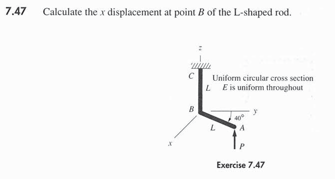 L Shape Rode Solved 7.47 Calculate the \( x \) displacement at point | Chegg.com
