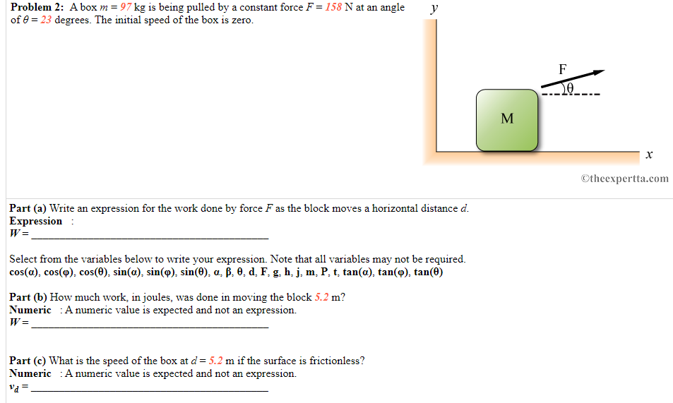 Solved Problem 2 A Box M 97 Kg Is Being Pulled By A Con Chegg Com