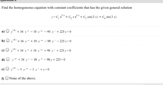 Chapter 7. Homogeneous Equations With Constant Coefﬁcients – CEVFQ