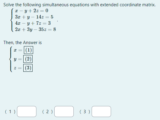 Solved Solve the following simultaneous equations with | Chegg.com