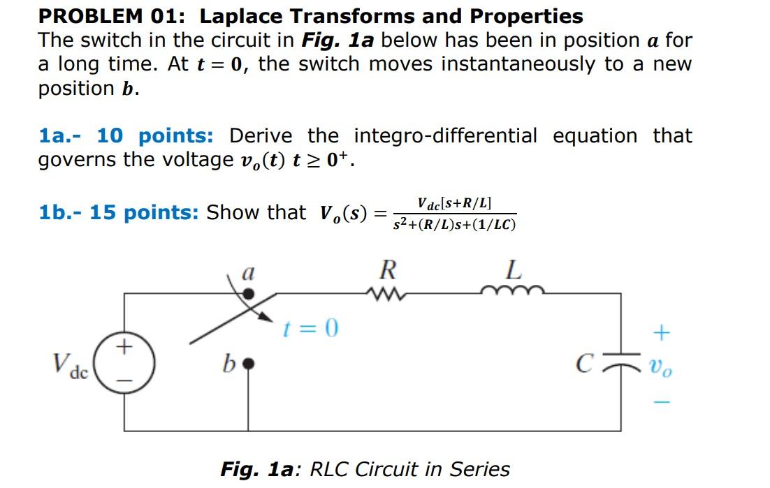 Solved PROBLEM 01: Laplace Transforms and Properties The | Chegg.com