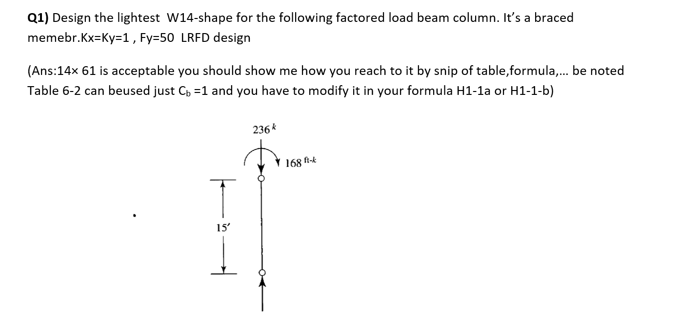 Solved Q1) Design the lightest W14-shape for the following | Chegg.com