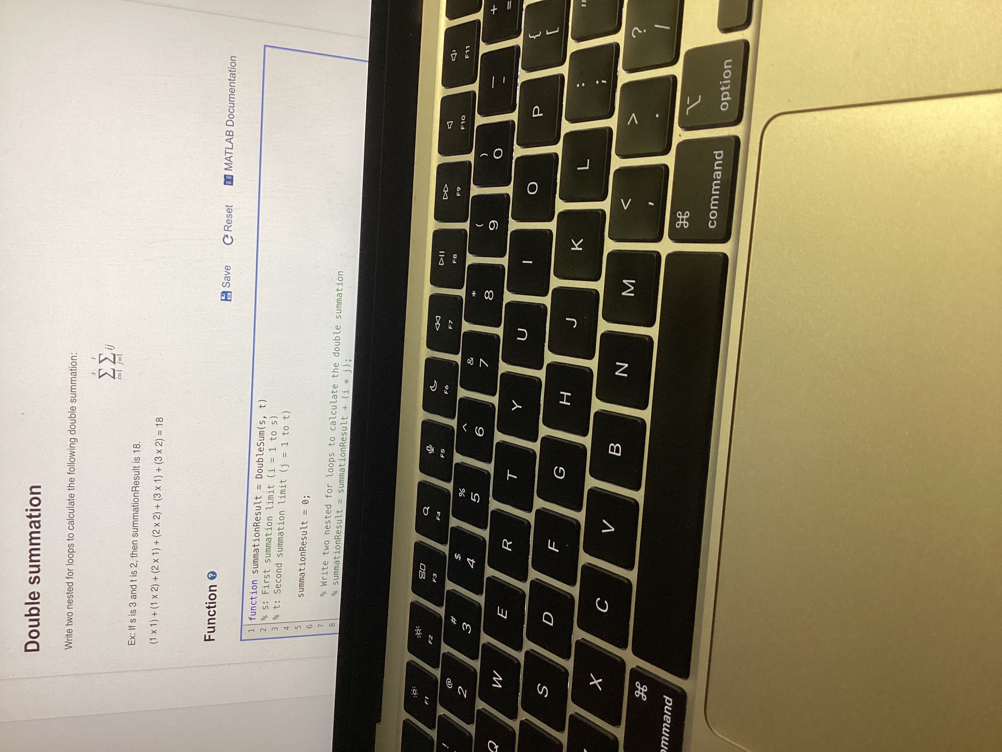 Solved Double summationWrite two nested for loops to | Chegg.com