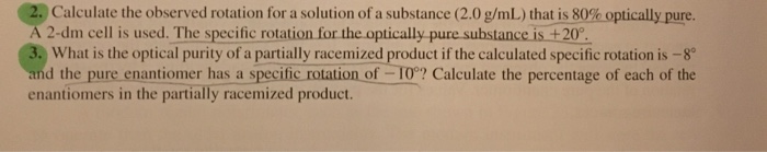 Solved Calculate the observed rotation for a solution of a | Chegg.com