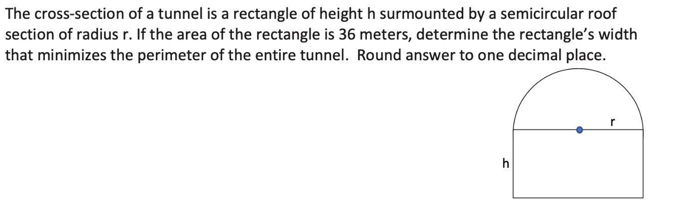 Solved The cross-section of a tunnel is a rectangle of | Chegg.com