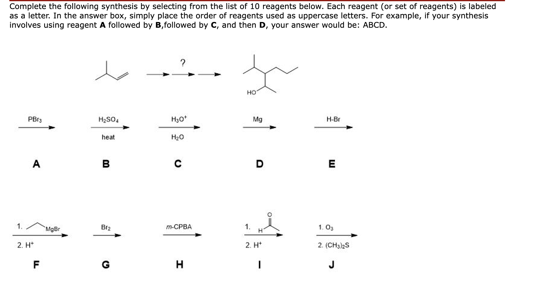 Solved Complete The Following Synthesis By Selecting From | Chegg.com