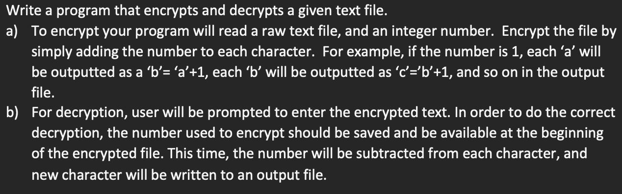 Solved Write A Program That Encrypts And Decrypts A Given | Chegg.com