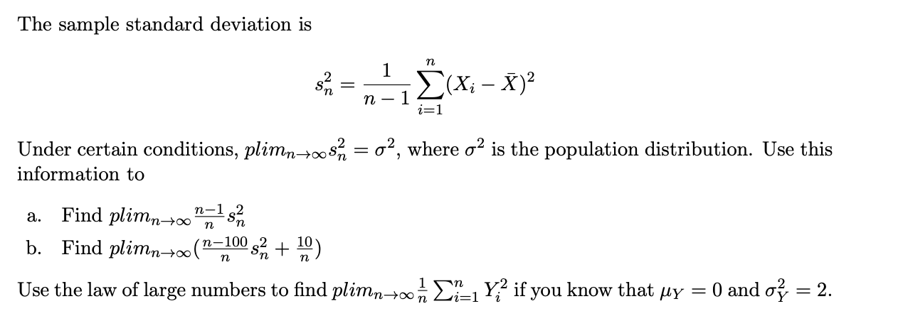 Solved The sample standard deviation is | Chegg.com