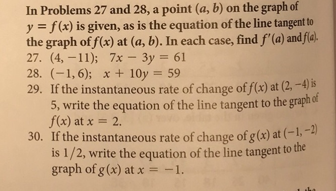 Solved In Problems 27 and 28, a point (a, b) on the graph of | Chegg.com