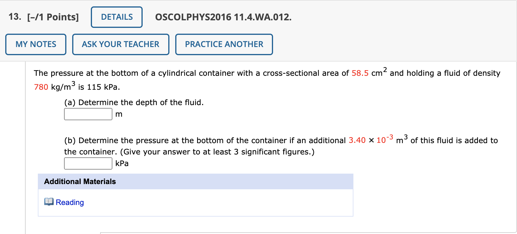 Solved 13 [ 1 Points] Details Oscolphys2016 11 4 Wa 012