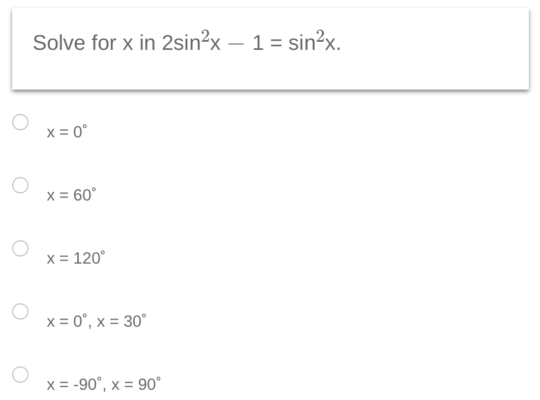 sin x 30 )= 1 √ 2