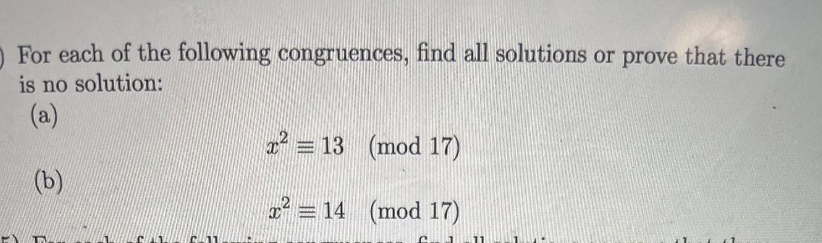 Solved For Each Of The Following Congruences Find All 4232