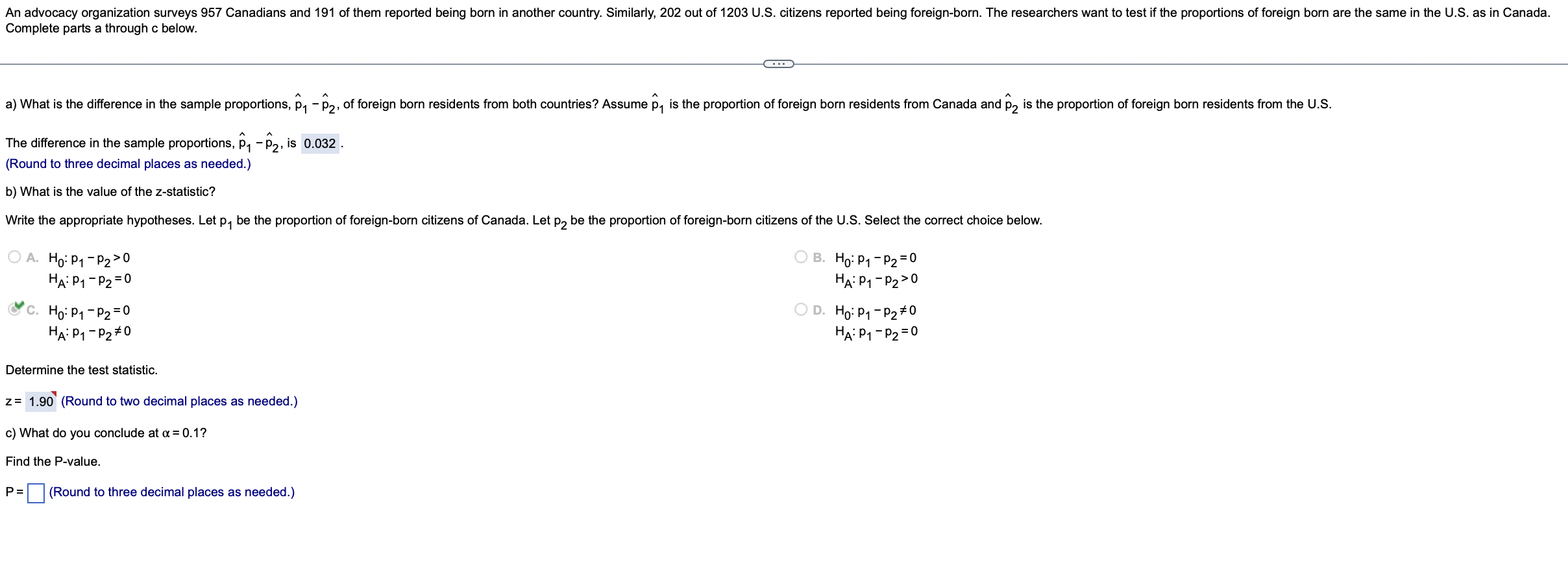 Solved Complete parts a through c below. The difference in | Chegg.com