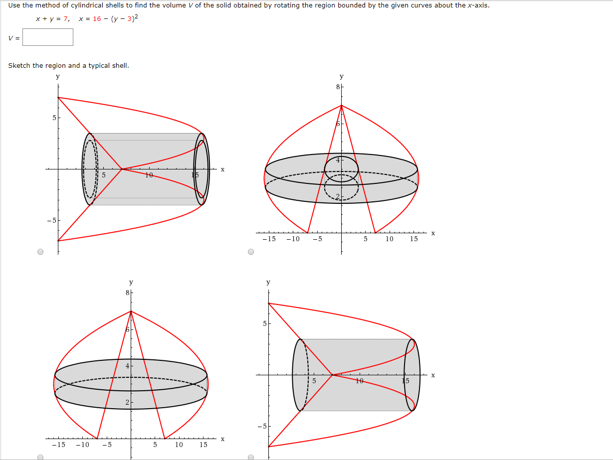 Cylindrical Shells Practice Problems Solved Use the method of cylindrical shells to find the | Chegg.com