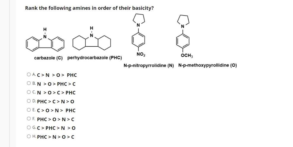 Solved Rank the following amines in order of their basicity? | Chegg.com