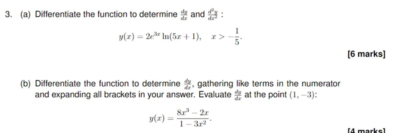 Solved (a) ﻿Differentiate the function to determine dydx | Chegg.com