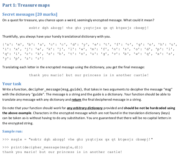 Solved Python Dictionary Methods Part 1 Treasure Maps Chegg Com