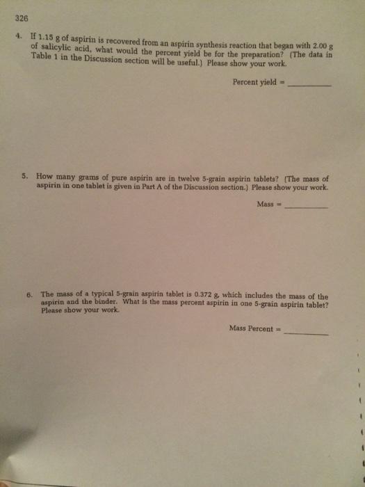5. how many grams of pure aspirin are in twelve