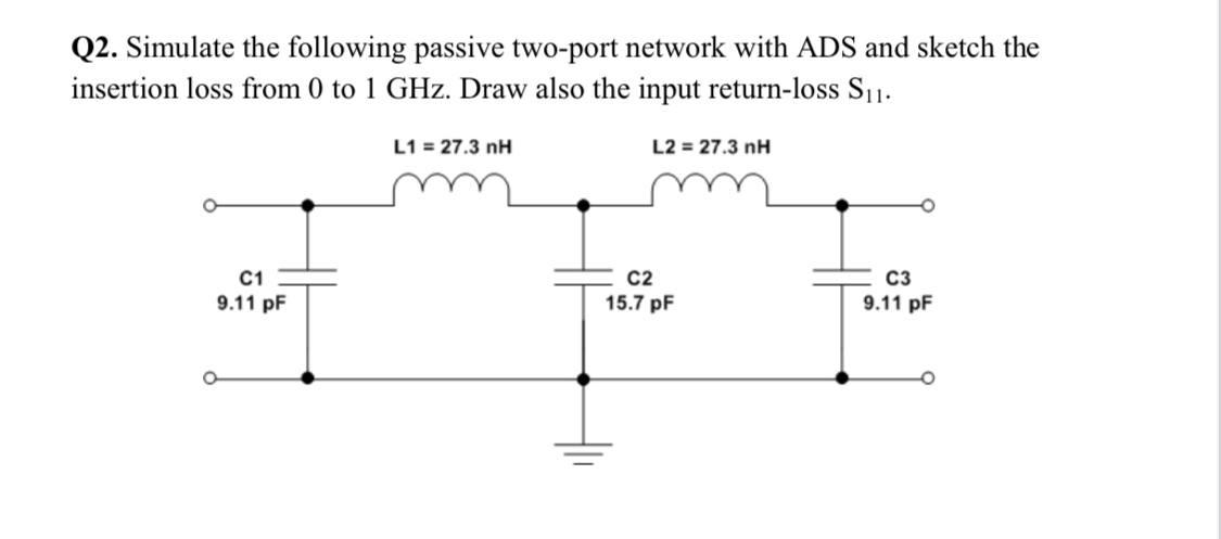 Solved Q2. Simulate the following passive two-port network | Chegg.com