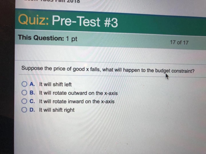 Quiz: Pre-Test #3 This Question: 1 Pt 17 Of 17 | Chegg.com