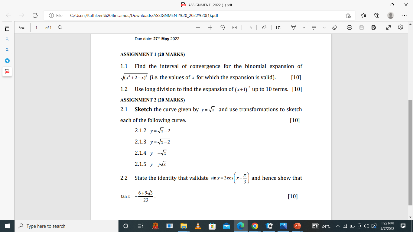 assignment pdf download 2022