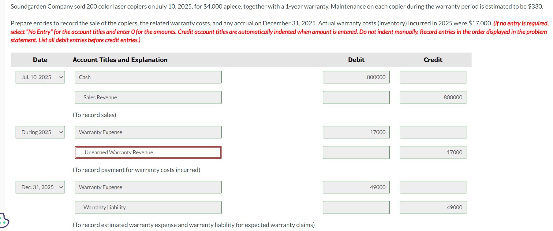Solved Soundgarden Company sold 200 color laser copiers on