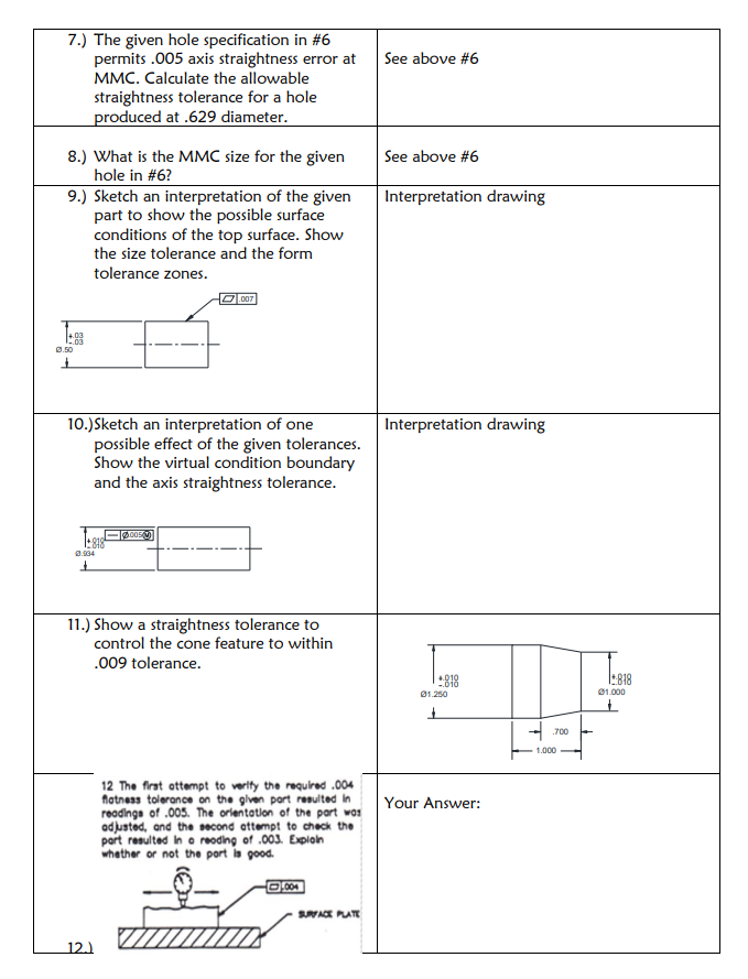 Solved 6, 7, 8 6.) Using the given hole specification, | Chegg.com