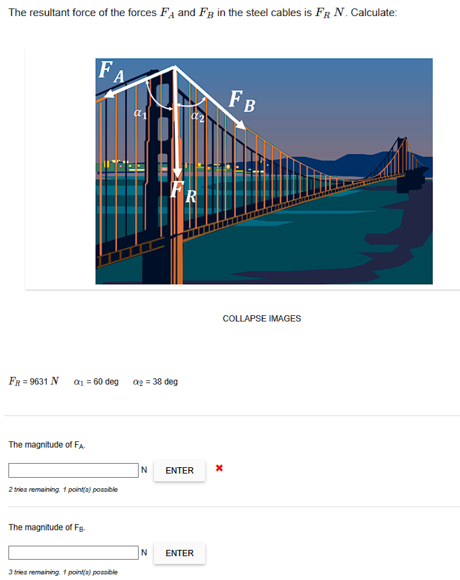 Solved The resultant force of the forces FA and FB in the | Chegg.com