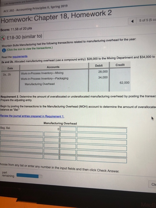 Solved ACC 202-Accounting Principles II, Spring 2019 | Chegg.com