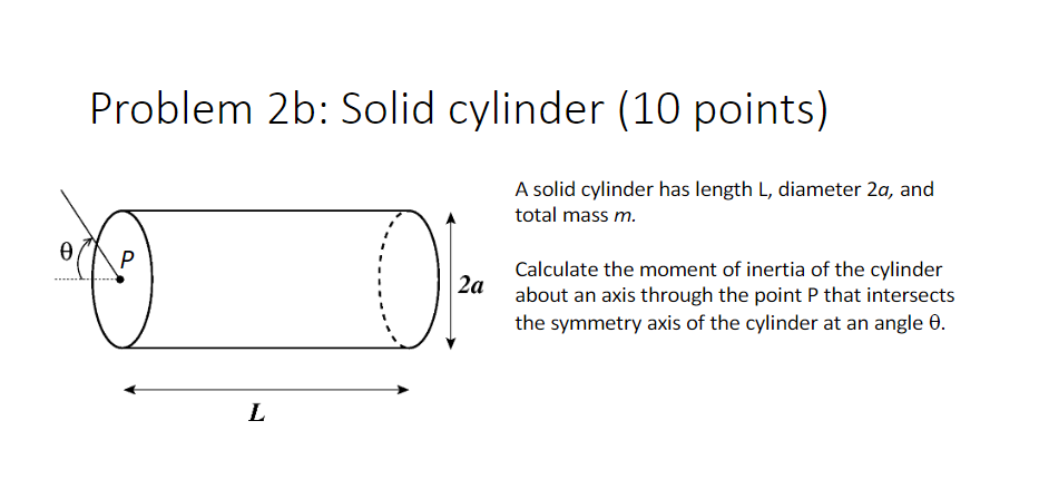 Solved Problem 2b: Solid cylinder (10 points) A solid | Chegg.com