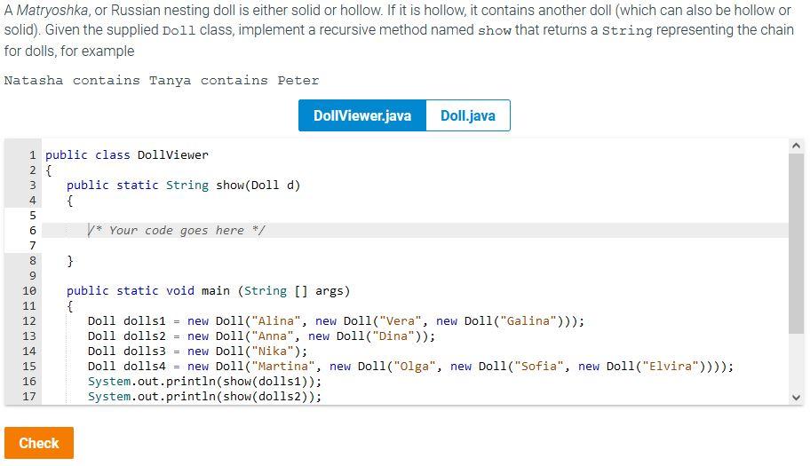 Solved A Matryoshka, or Russian nesting doll is either solid | Chegg.com