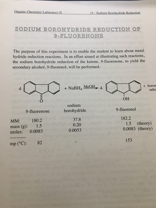 Solved Organic Chemistry Laboratory IL15 Sodium Borohydride