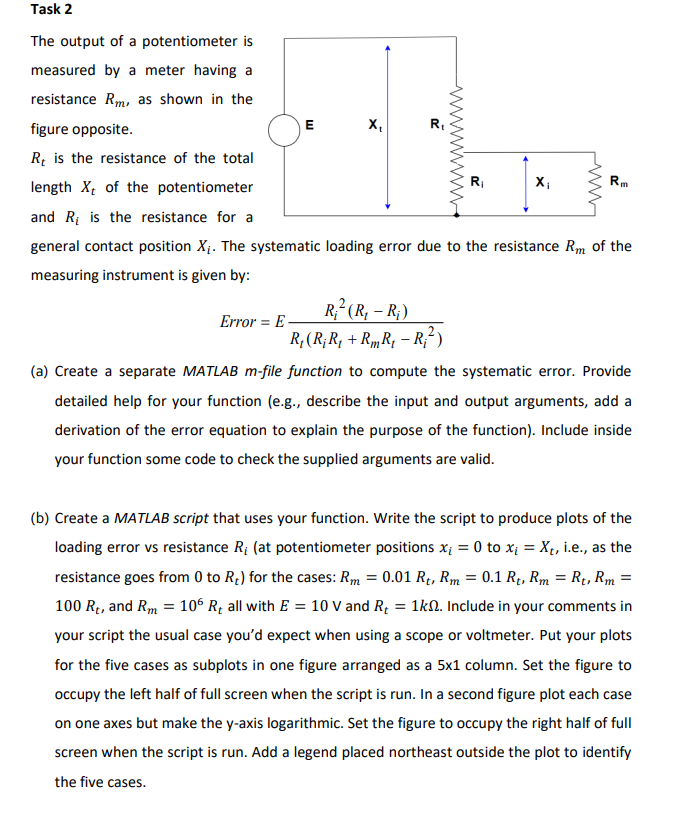 Solved Task 2 x, R, WWWW Rm The output of a potentiometer is | Chegg.com