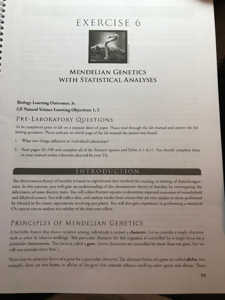 Exercise 6 Mendelian Geics With Statistical Chegg 