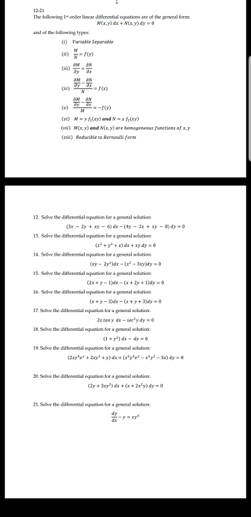 Solved 12-21 The following 1*order linear differential | Chegg.com