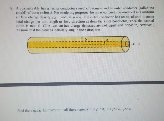 Solved 8) A coaxial cable has an inner conductor (wire) of | Chegg.com