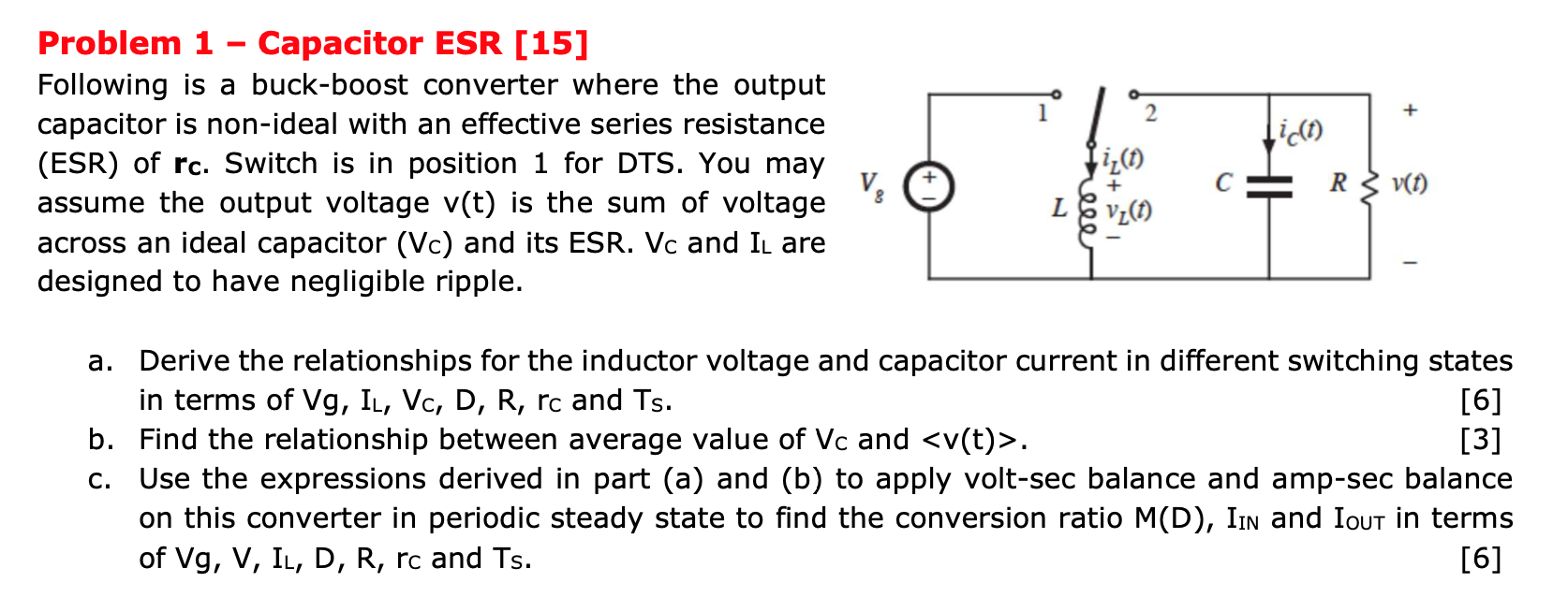 Solved - 2 + Problem 1 - Capacitor ESR [15] Following is a | Chegg.com