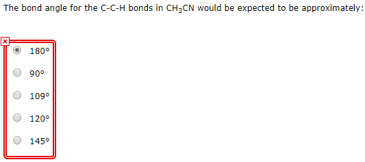 Solved The Bond Angle For The C C H Bonds In Ch3cn Would Be 5977