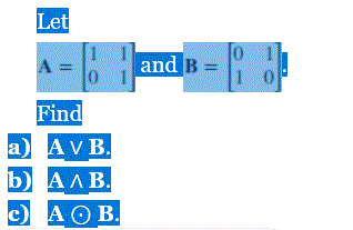 Solved Let A = and B = 1 Find a) AVB. b) A AB. CAOB.