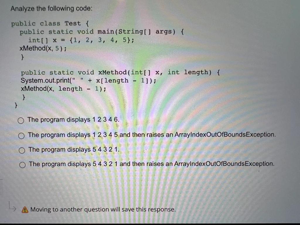 Solved Analyze The Following Code: Public Class Test { | Chegg.com