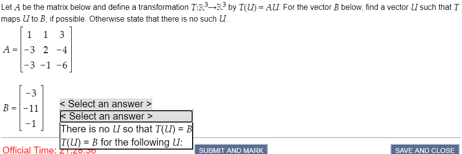 Solved Let A be the matrix below and define a transformation | Chegg.com