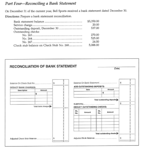 Solved Part Four—Reconciling A Bank Statement On December 31 | Chegg.com