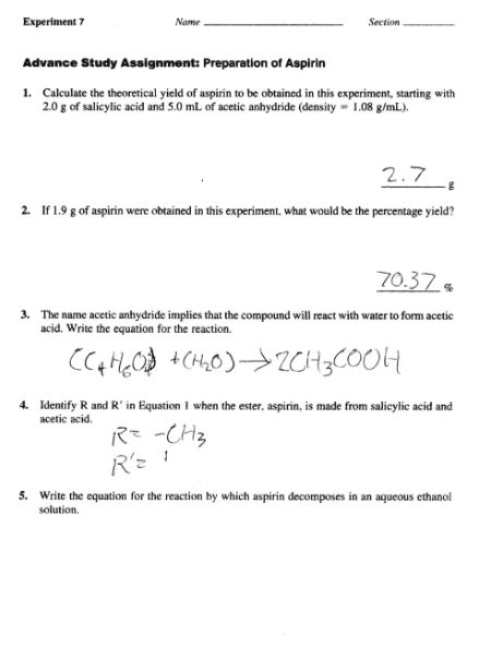 Solved Experiment 7 Name Section Advance Study Assignment Chegg Com