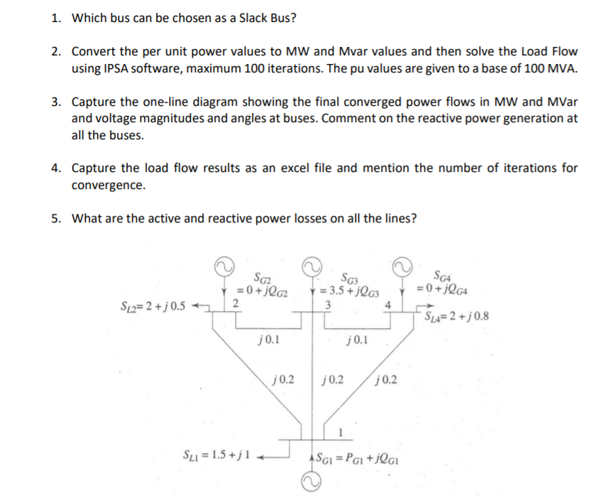 Solved 1. Which bus can be chosen as a Slack Bus? 2. Convert | Chegg.com