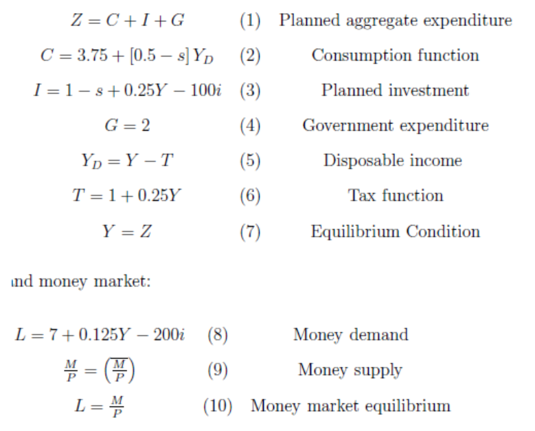 Solved Consider The Following Model Of The Goods Market In A | Chegg.com