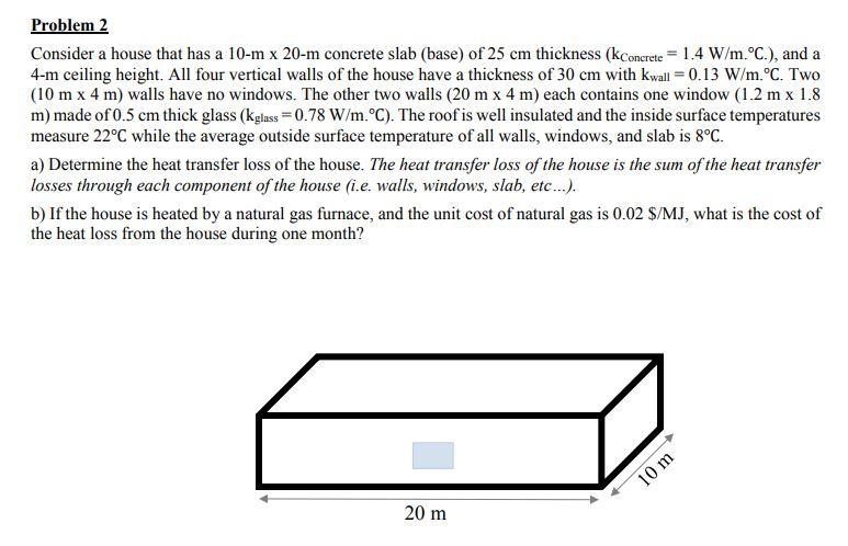 Solved Problem 2 Consider a house that has a 10-m x 20-m | Chegg.com