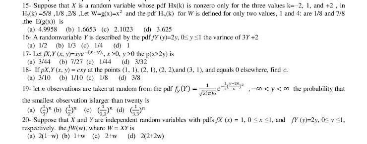 Solved 15- Suppose that X is a random variable whose pdf | Chegg.com