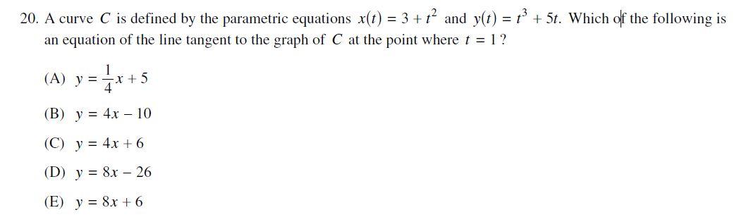 Solved = 20. A curve C is defined by the parametric | Chegg.com